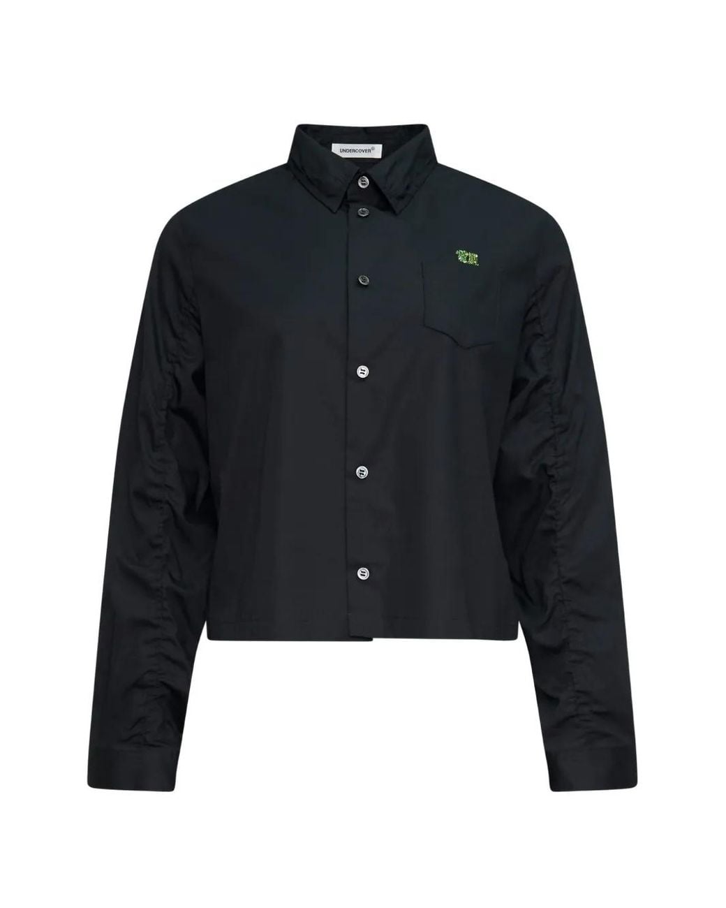 Undercover Blue Ruched-Detail Cotton Shirt