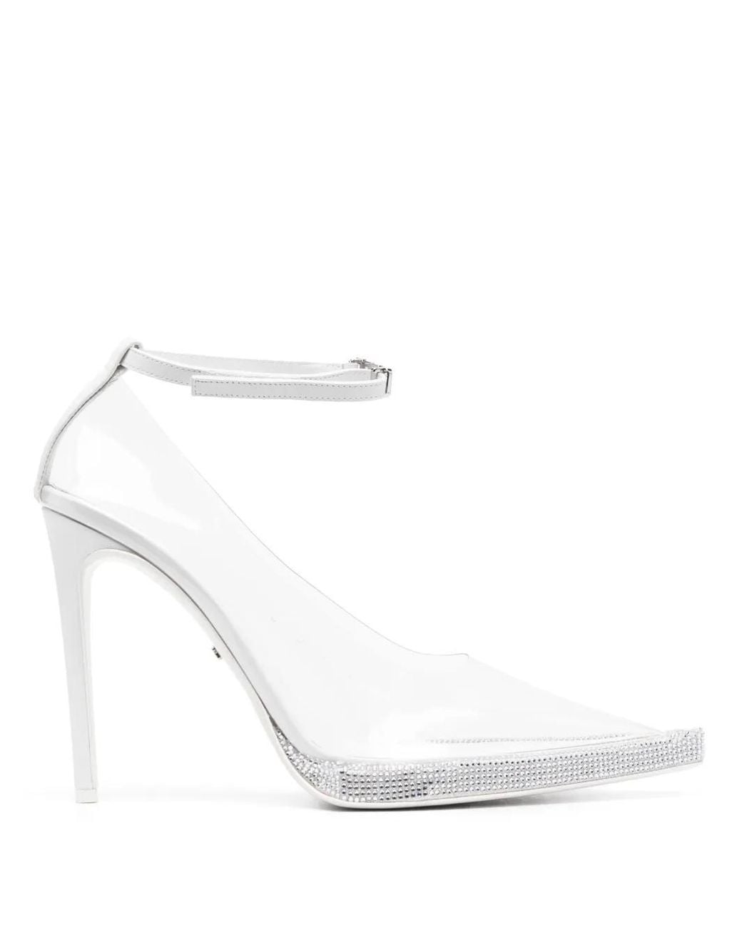 Gcds White Crystal-Embellished Pumps