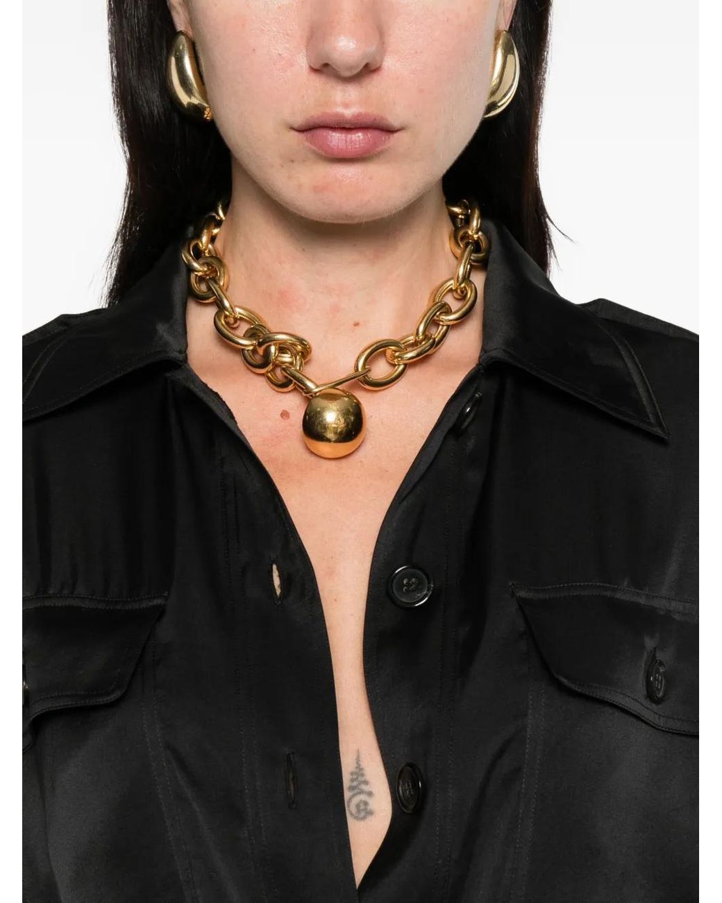 Vestido camisero con cinturón Saint Laurent de color Black