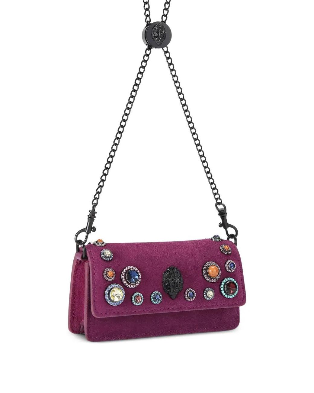 Kurt Geiger Purple Shoreditch Crystal-Embellished Mini Bag