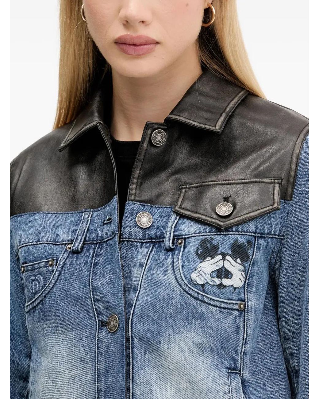 Desigual Blue Panel Frayed Jacket