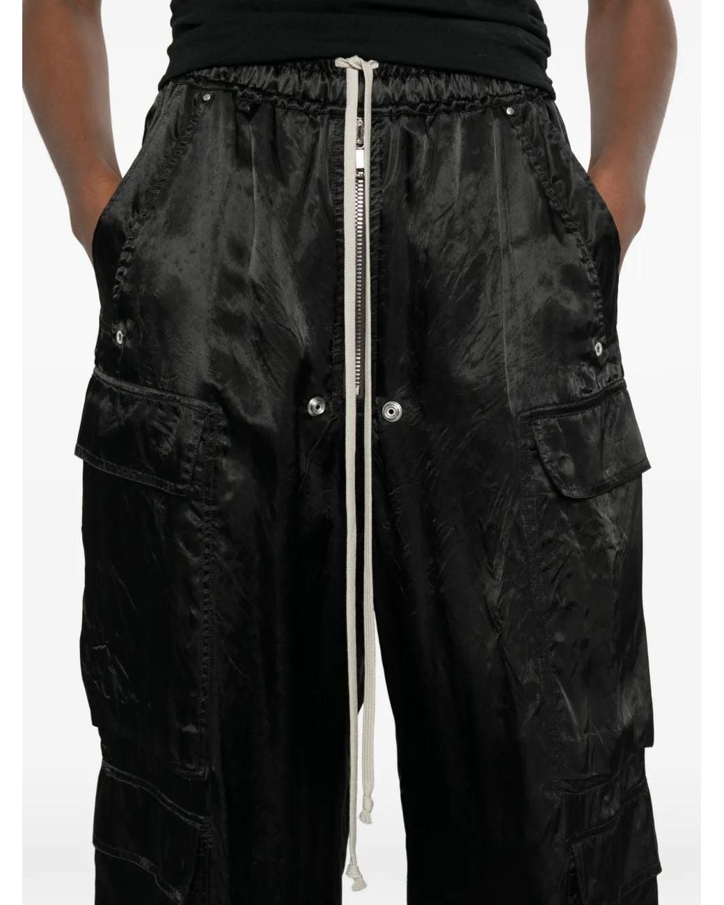 Rick Owens Black Cargobelas Drawstring Trousers