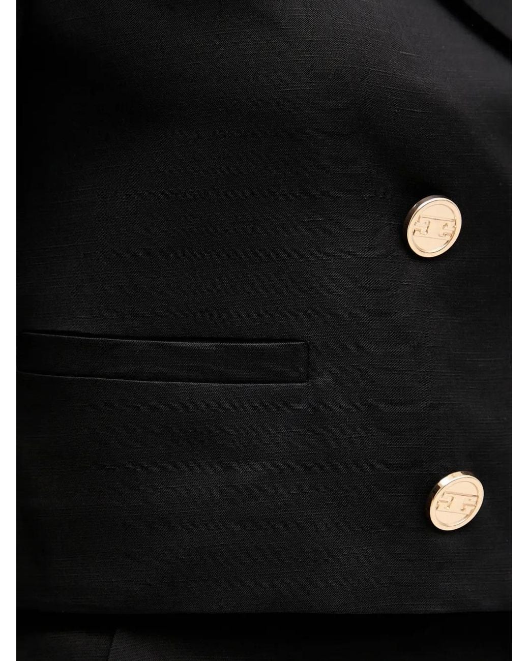 GAUDI Black Double-Breasted Cropped Blazer