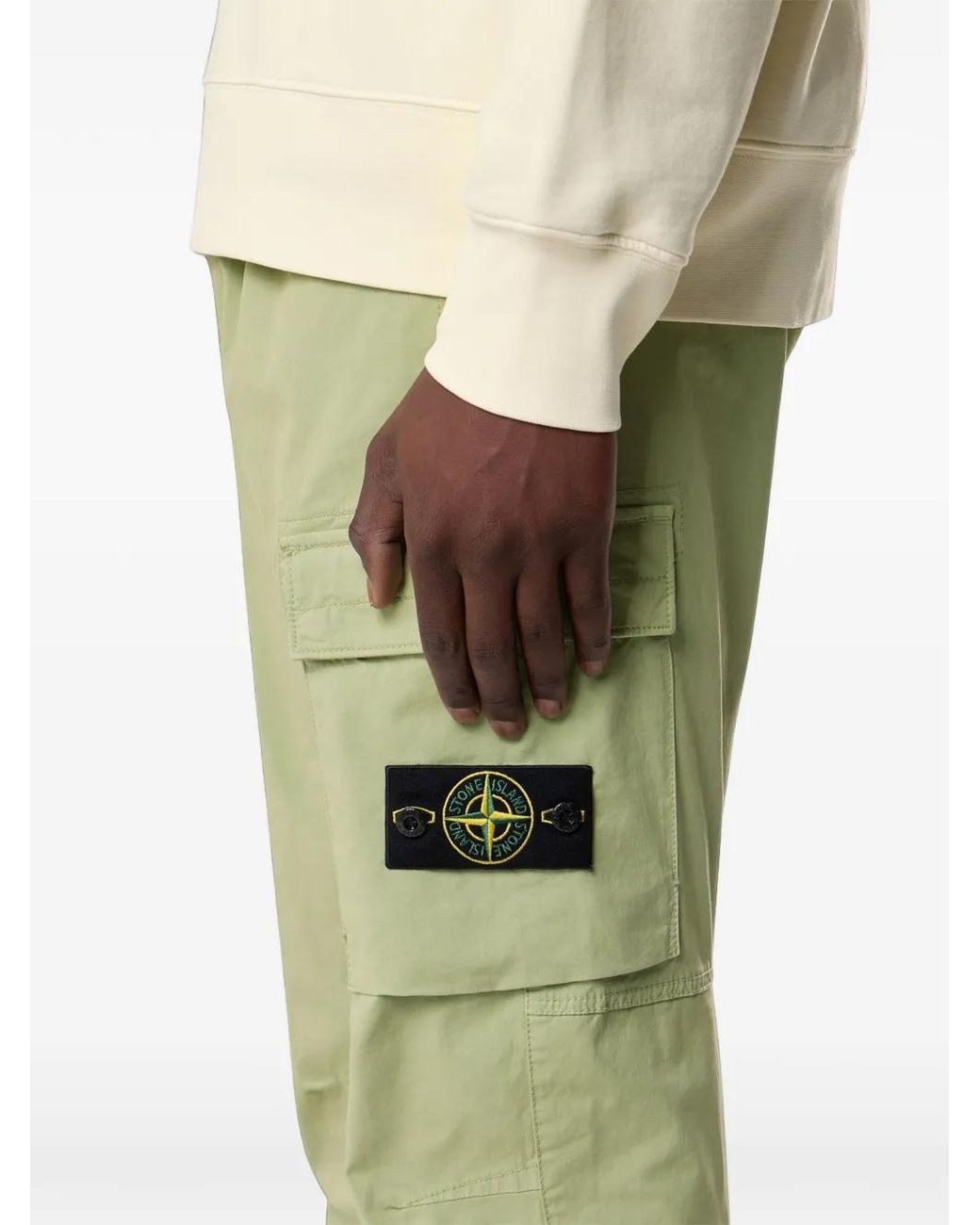 Stone Island Green Logo-Patch Cargo Pants for men