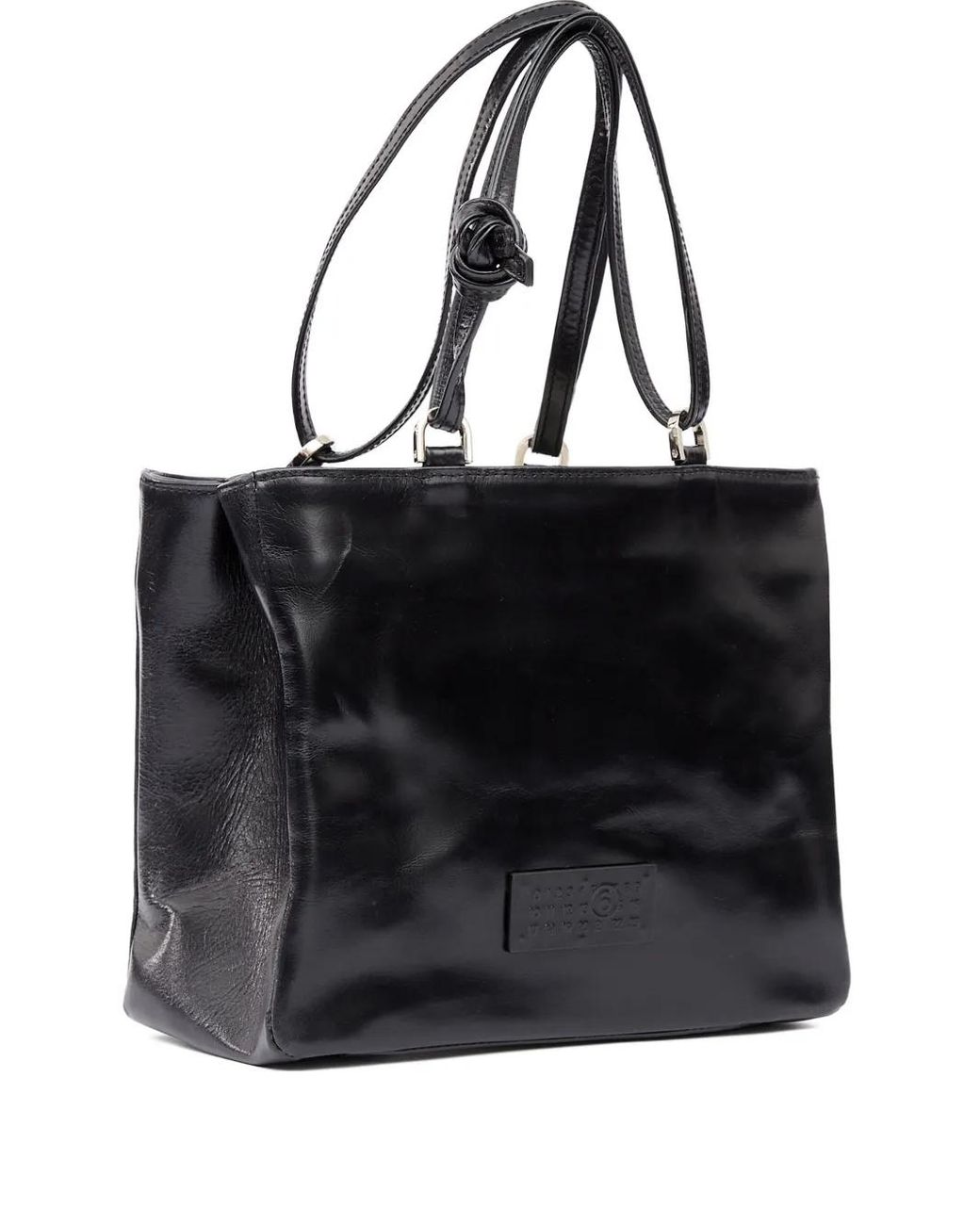 MM6 by Maison Margiela Leather Tote Bag in Black | Lyst