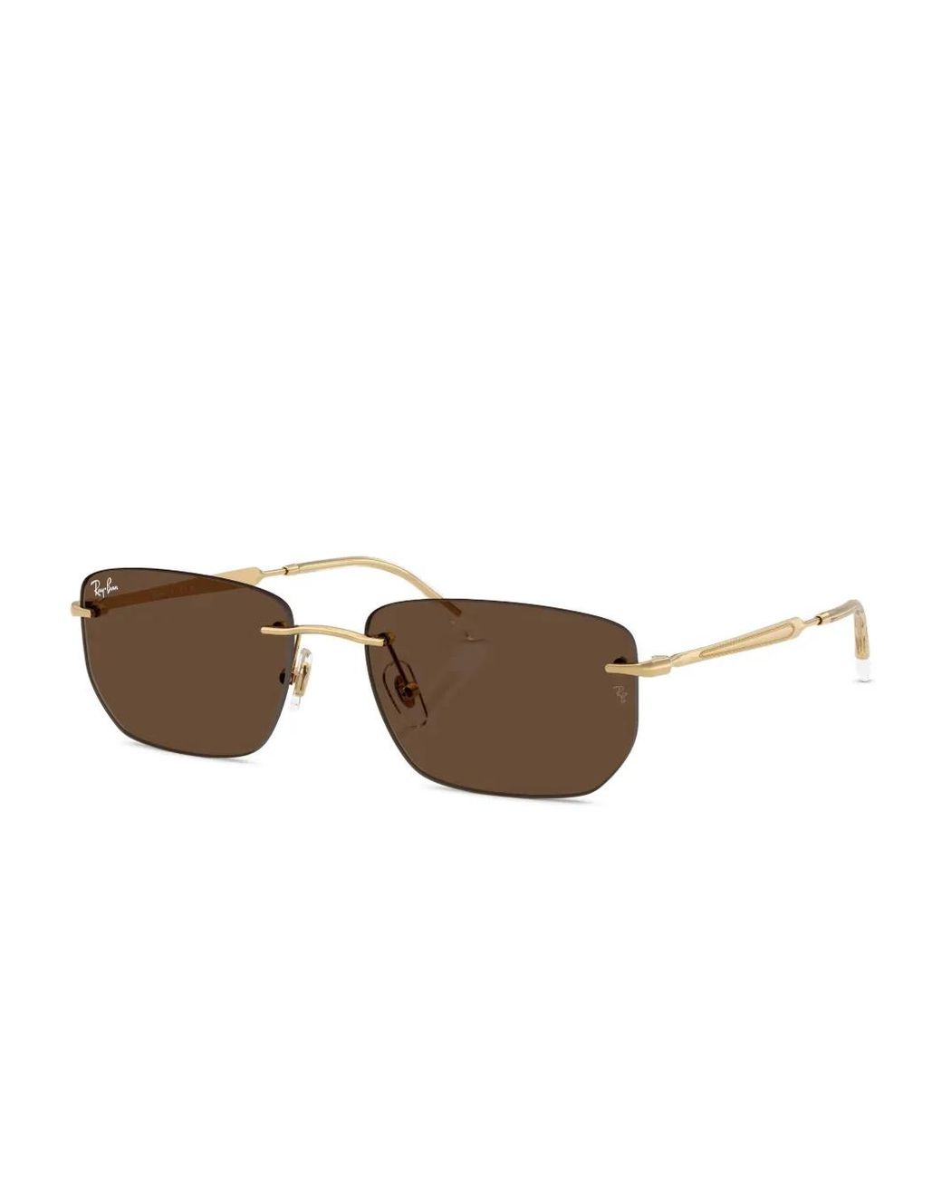 Ray-Ban Brown Rimless Rectangle-Frame Sunglasses