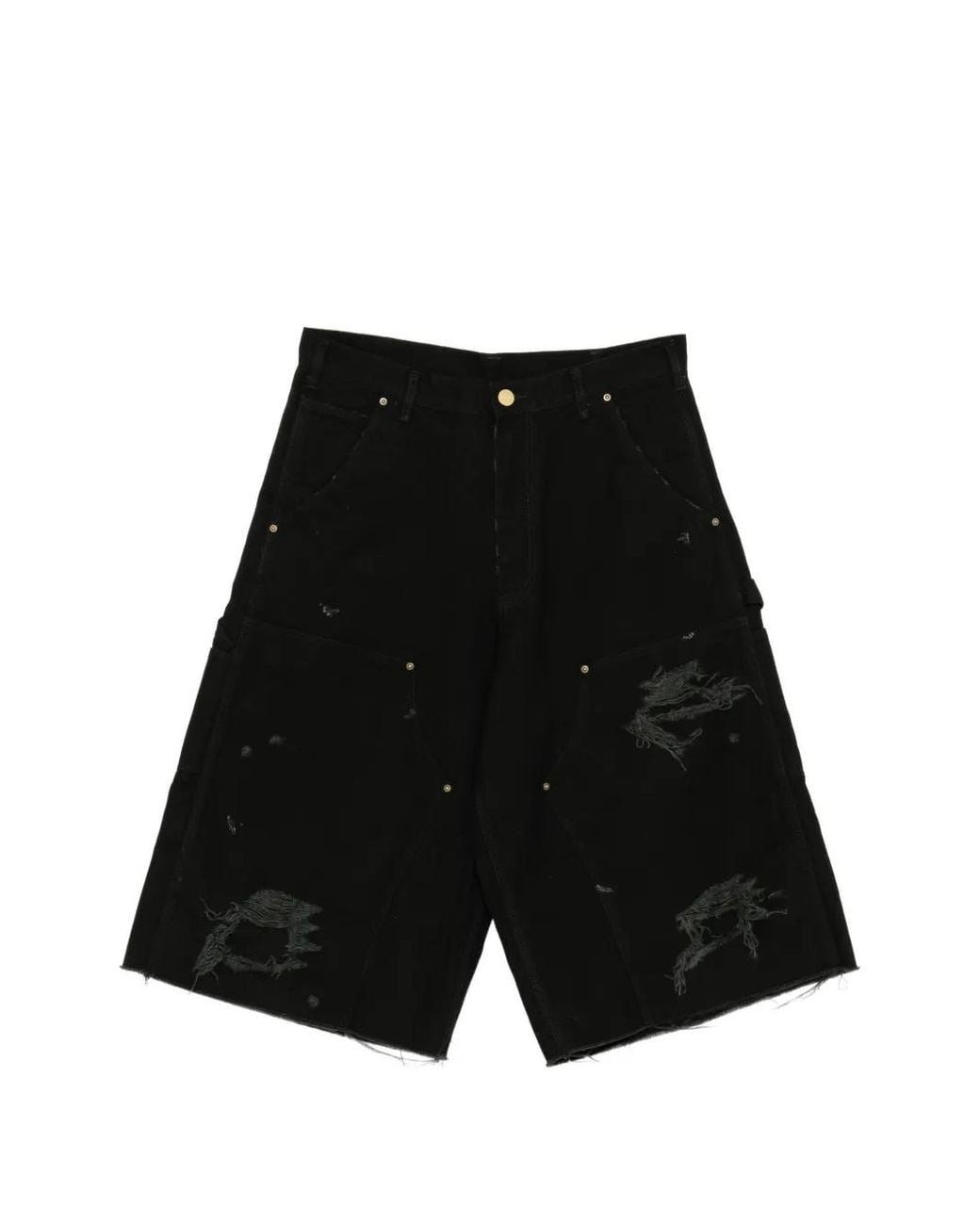 KAMIYA Black Distressed Panelled Shorts for men
