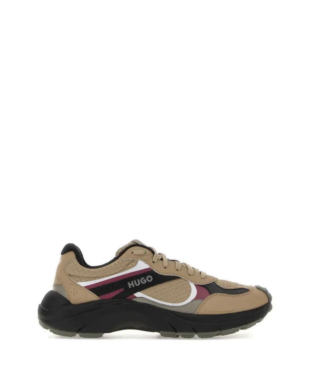HUGO Natural Panelled Leather-Trim Sneakers for men