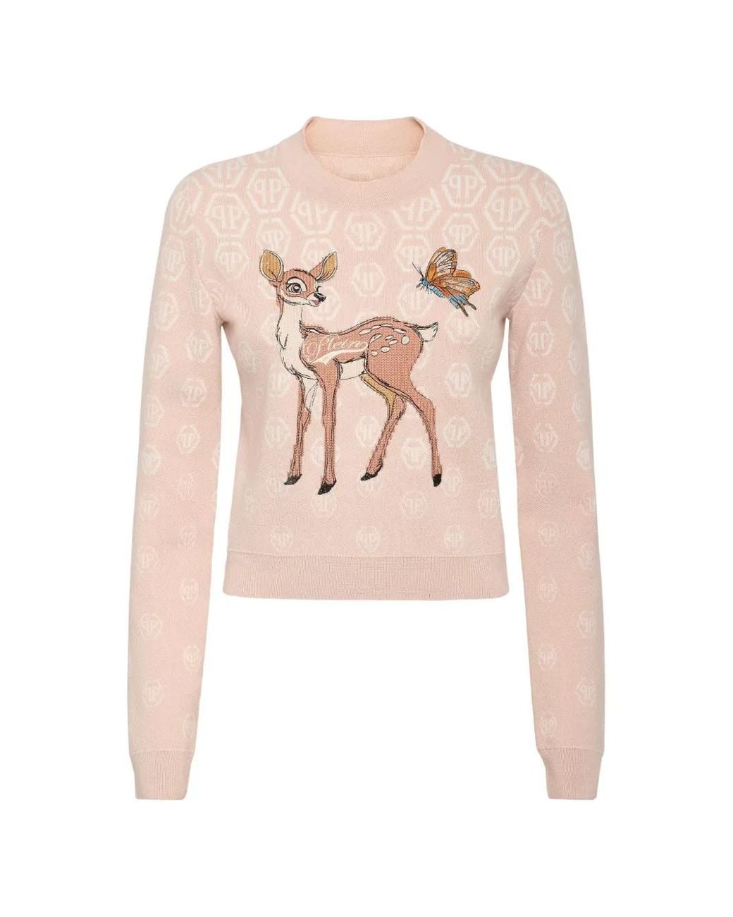 Philipp Plein Pink Roundneck Pullover With Fary Monogram for men