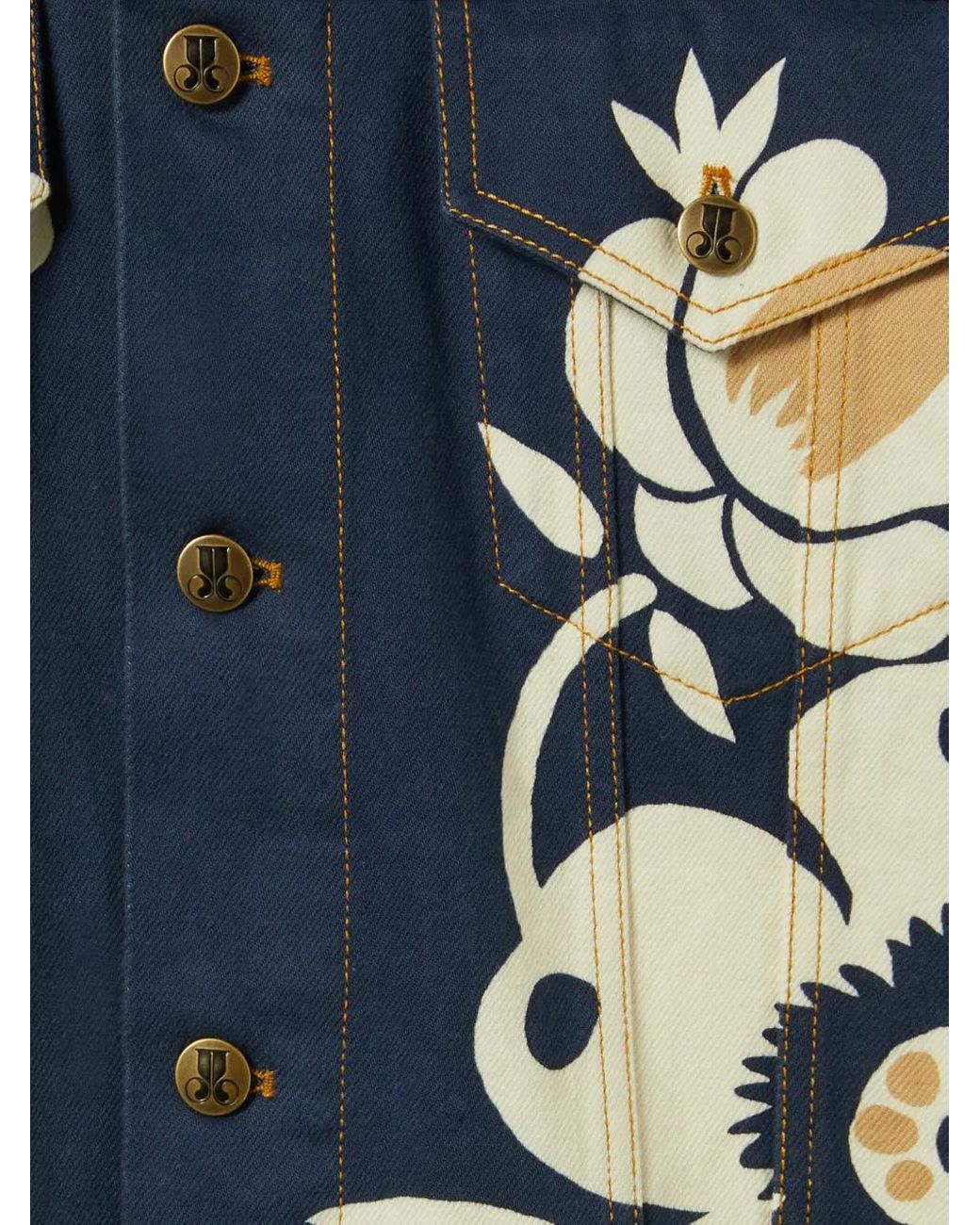 LaDoubleJ Blue Floral-Print Denim Jacket