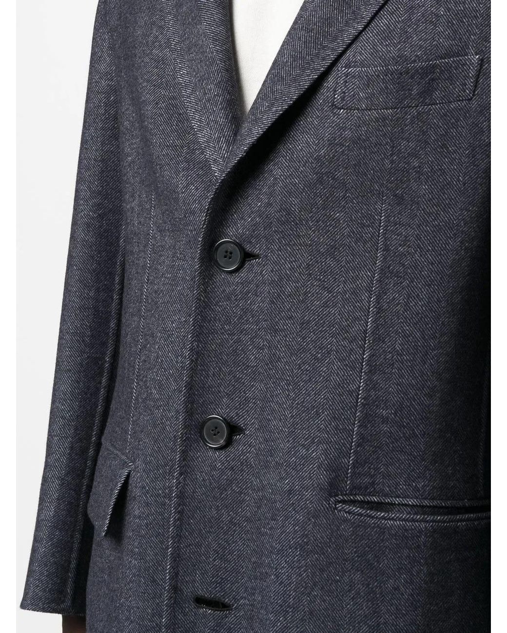 Brioni Blue Single-Breasted Wool Coat for men
