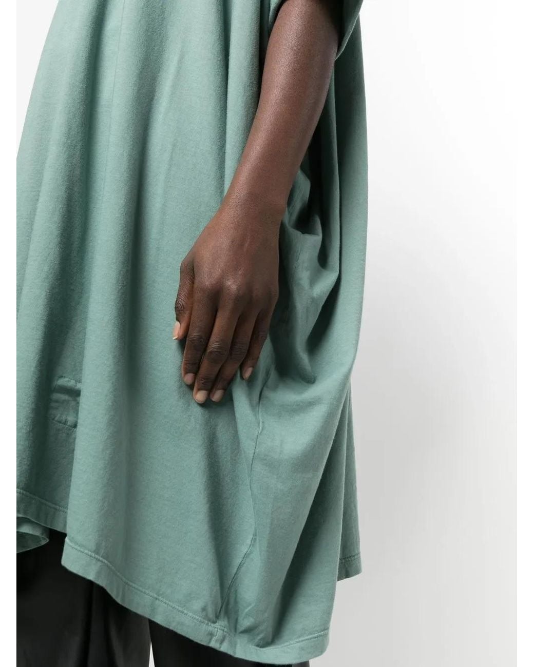 Rick Owens Green Tie-Front Short-Sleeved T-Shirt