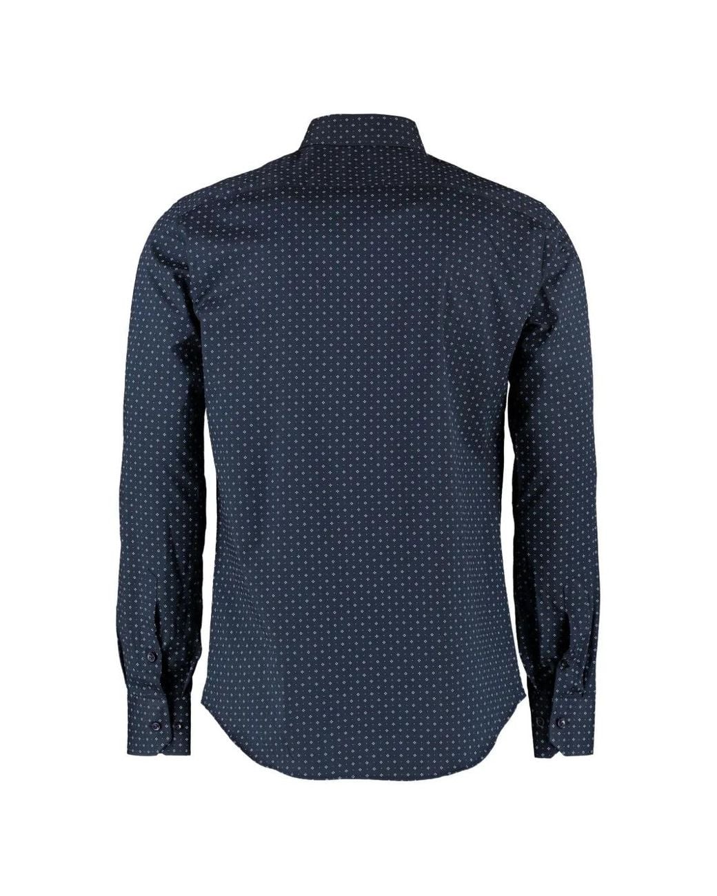 THE (Alphabet) Blue Printed Cotton Shirt for men