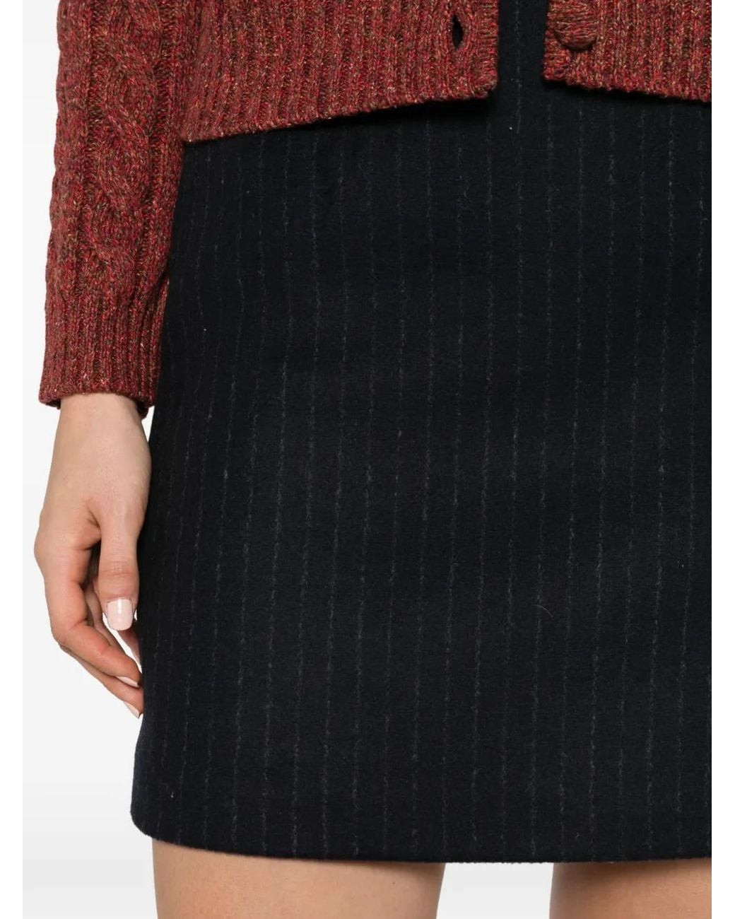 A.P.C. Black Pinstripe-Pattern Wool Mini Skirt