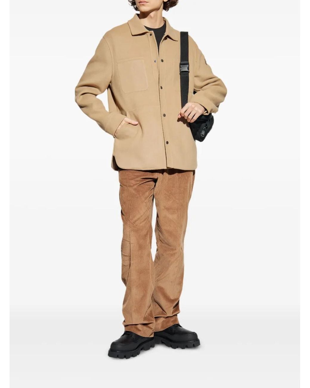 Moncler Natural Tagnit Leather-Patch Shirt Jacket for men