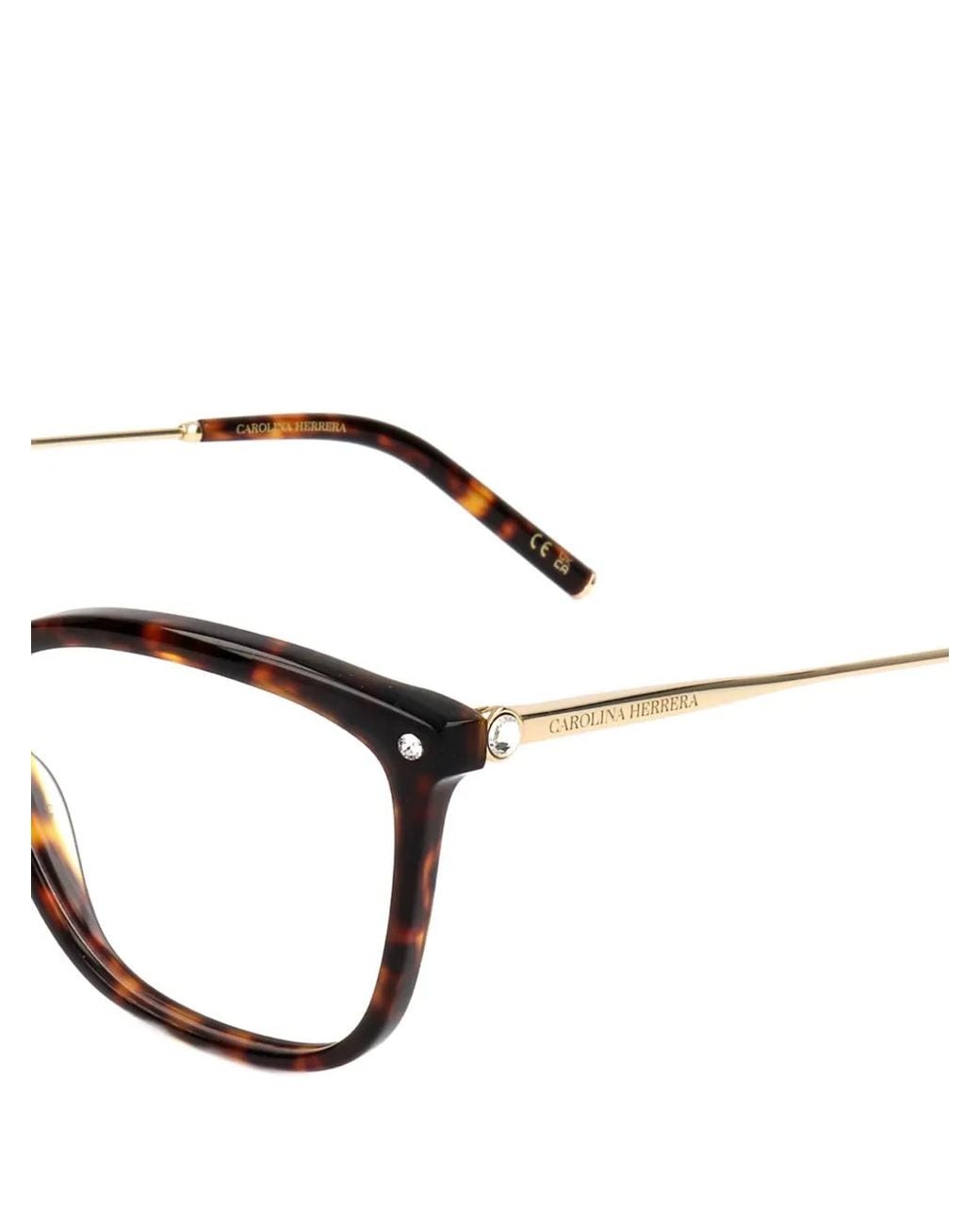 Carolina Herrera Brown Rectangle-Frame Glasses