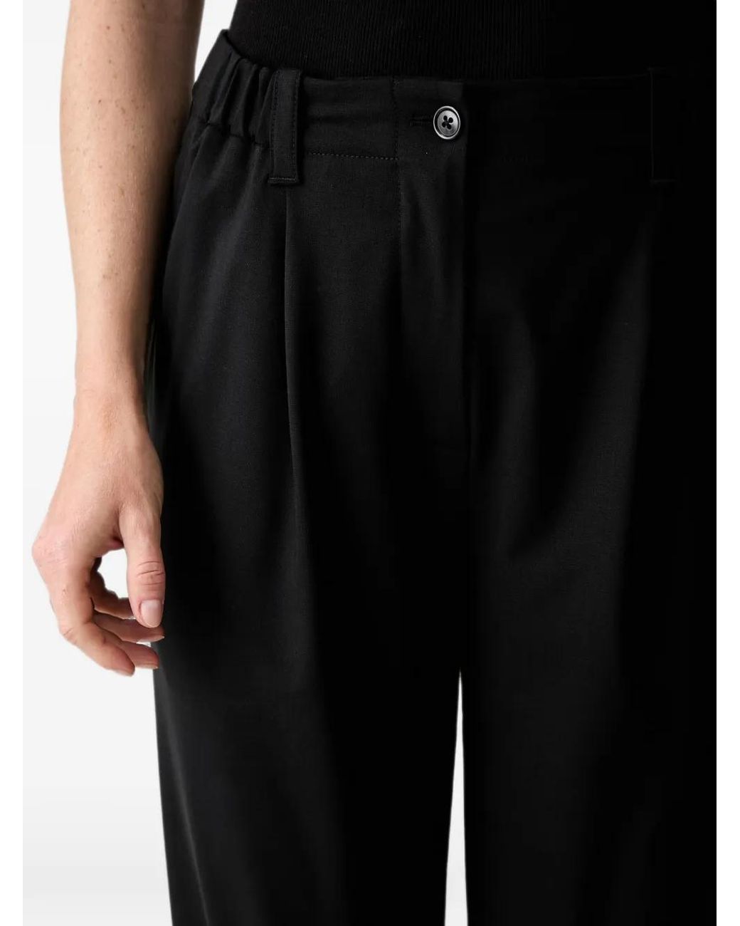 KENZO Black Pleated Straight-Leg Trousers