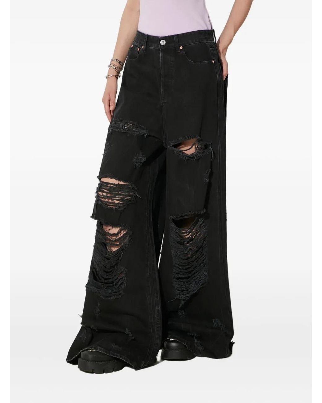 Vetements Black Big Shape Distressed Jeans