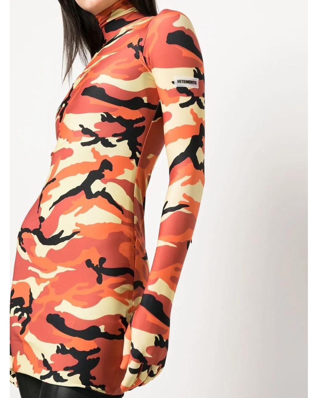 Vetements Orange Robe Courte À Imprimé Camouflage