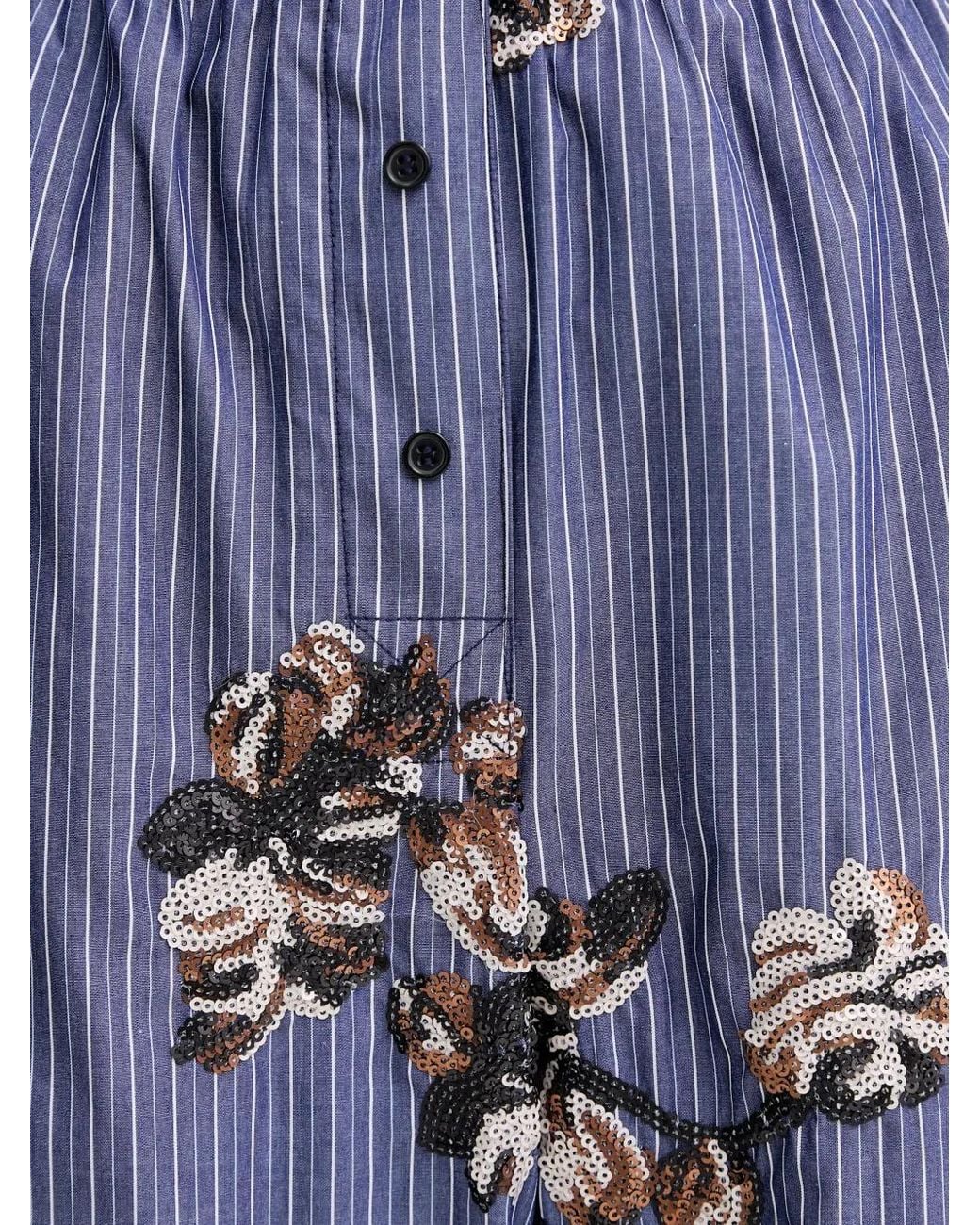 Munthe Blue Nikita Sequin-Embellished Striped Palazzo Pants
