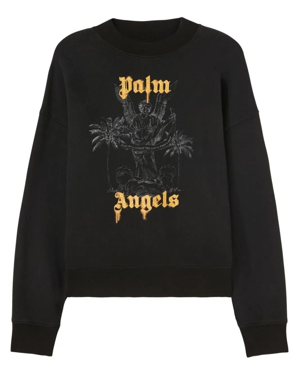 Palm Angels Black Logo Cotton Crew-Neck Sweatshirt for men