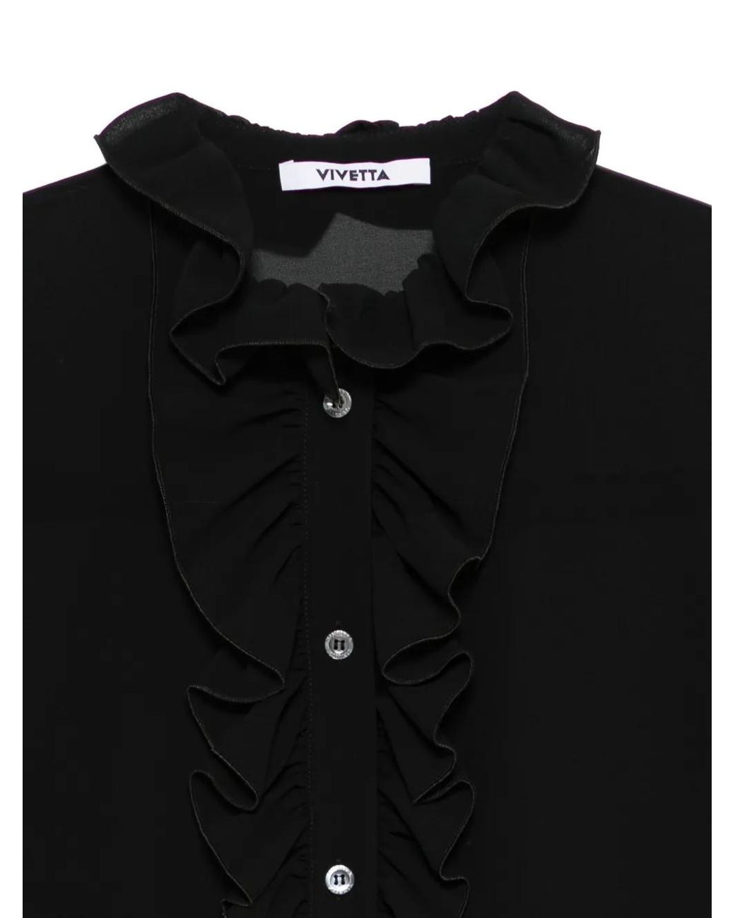 Vivetta Black Ruffled High-Neck Blouse