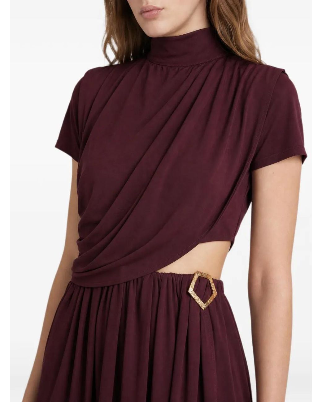Violante Nessi Purple Pagani Buckle-Detail Dress