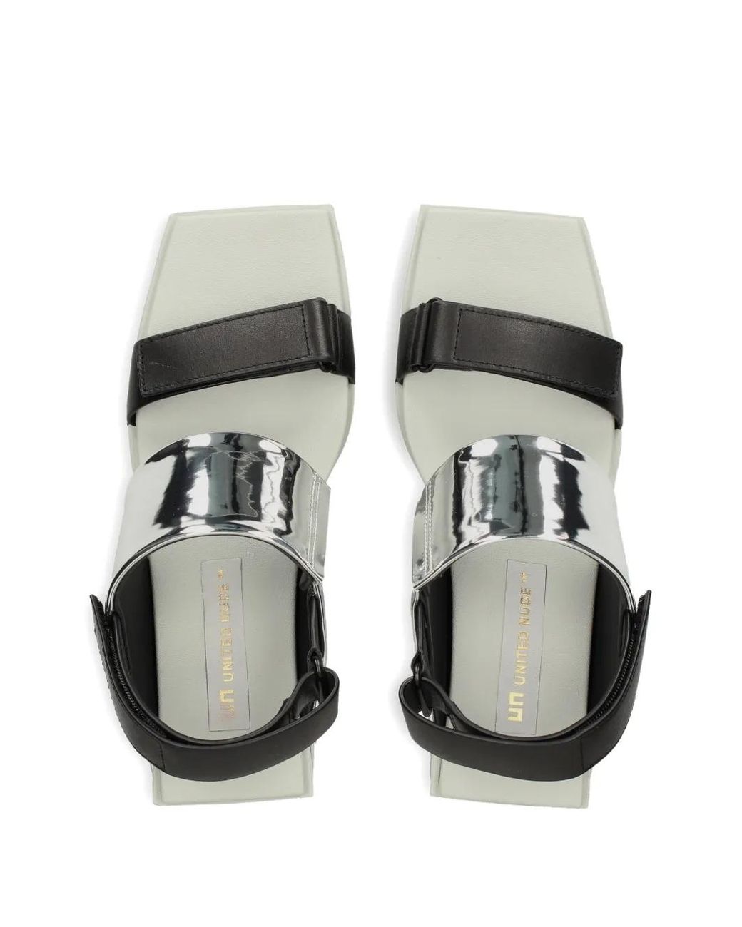 United Nude White Brutt Metallic Touch-Strap Sandals