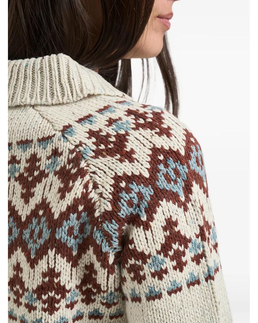 Mc2 Saint Barth Blue Patty Donegal-Wool-Blend Cardigan With Fair-Isle Pattern