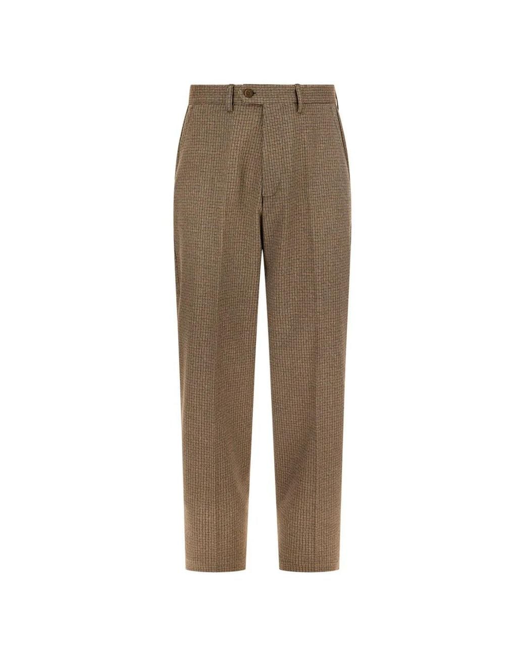 MARSĒM Natural Check-Pattern Tailored Trousers for men