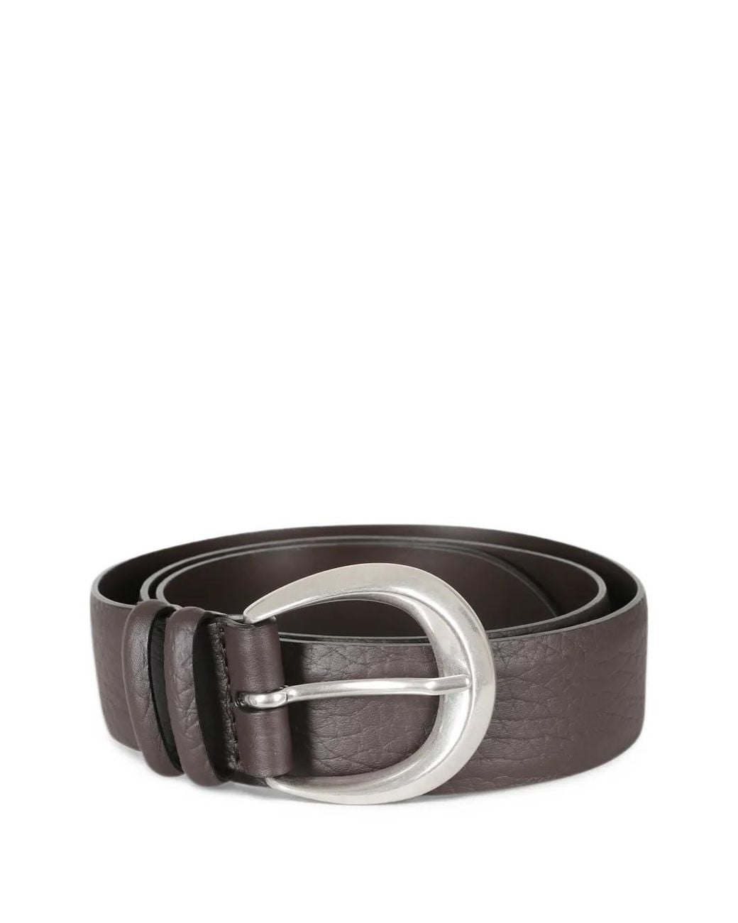 Orciani Gray Grained Leather Belt