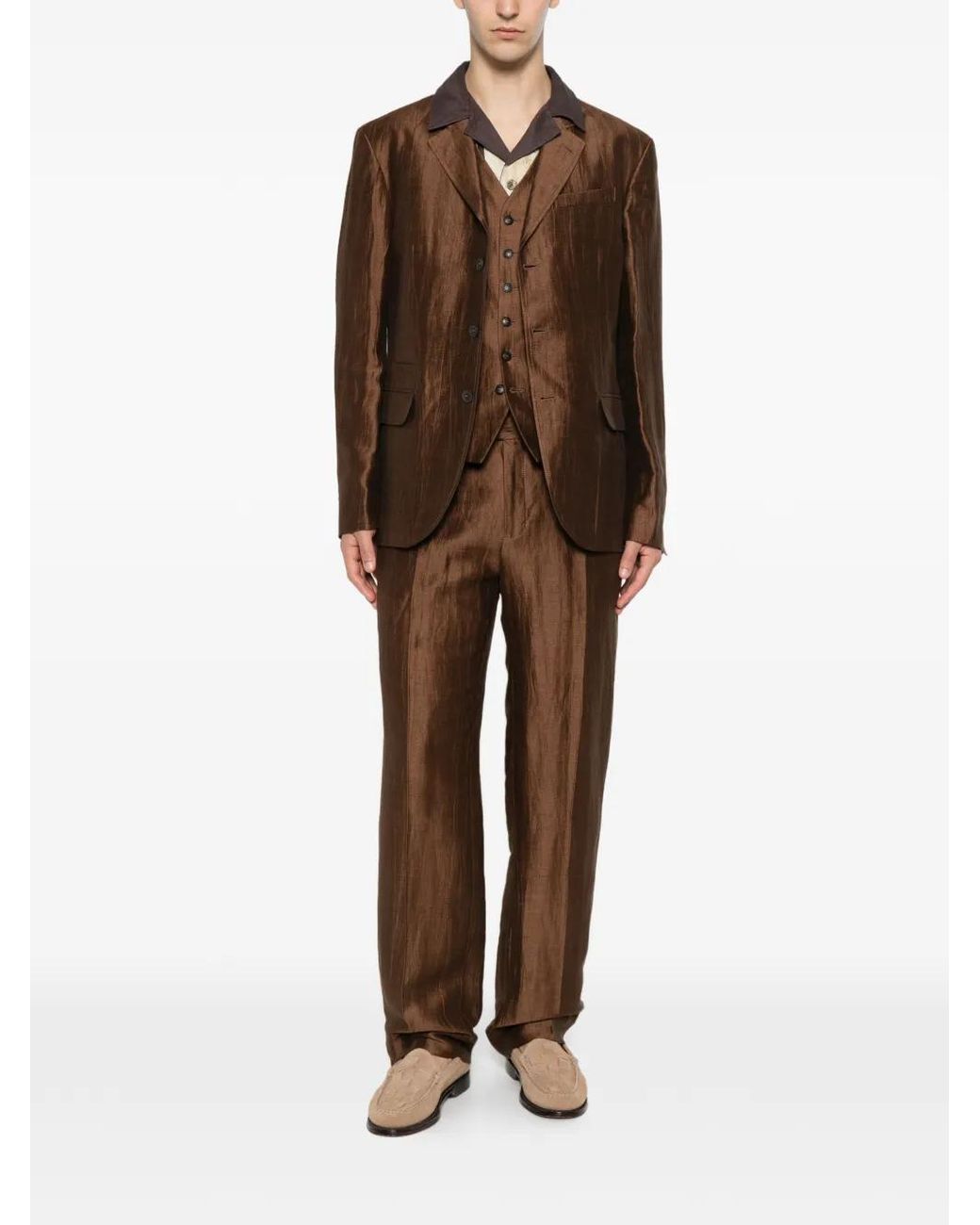 John Varvatos Brown Buttoned Waistcoat for men