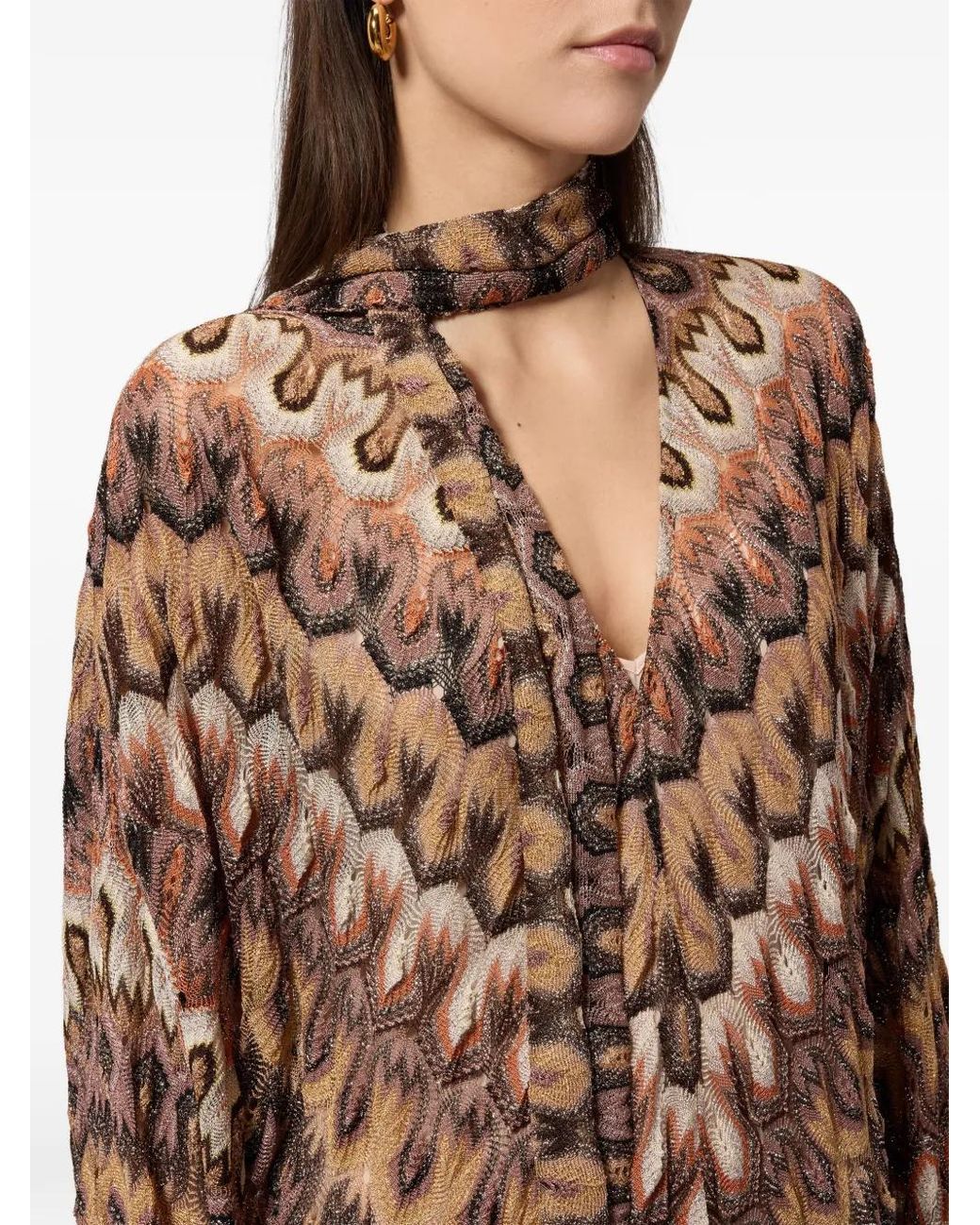 Missoni Natural Robe Courte À Manches Longues