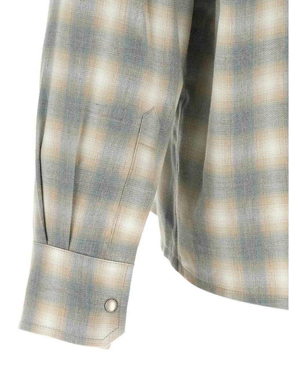 Second/Layer Gray Checked Shirt for men