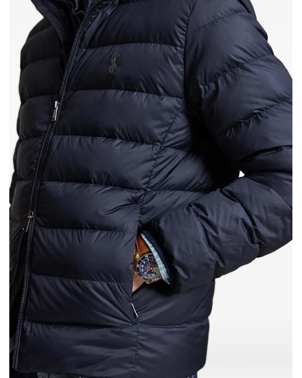 Polo Ralph Lauren Blue Quilted Mock-Neck Padded Jacket for men