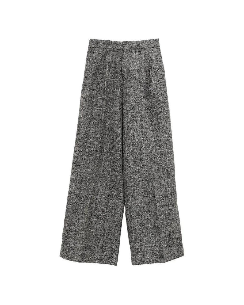 ERL Gray Pleated Tweed Trousers for men