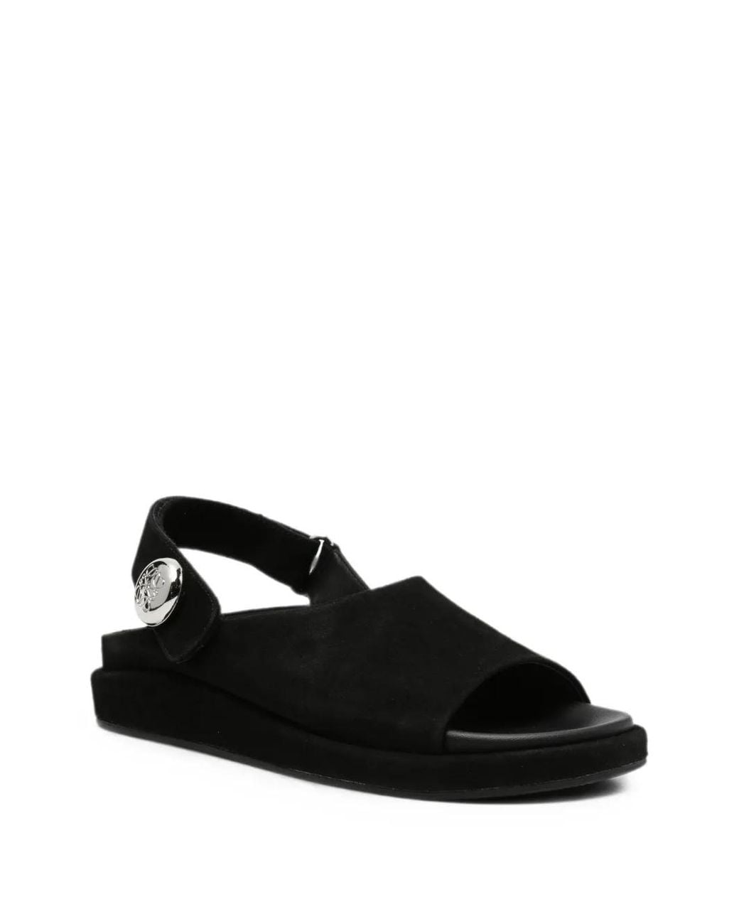 SERGIO MORETTI FIRENZE Black Logo-Plaque Touch-Strap Sandals