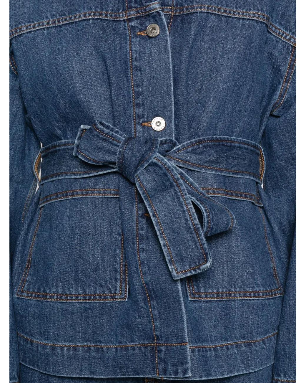 P.A.R.O.S.H. Blue Cojin Belted Denim Jacket