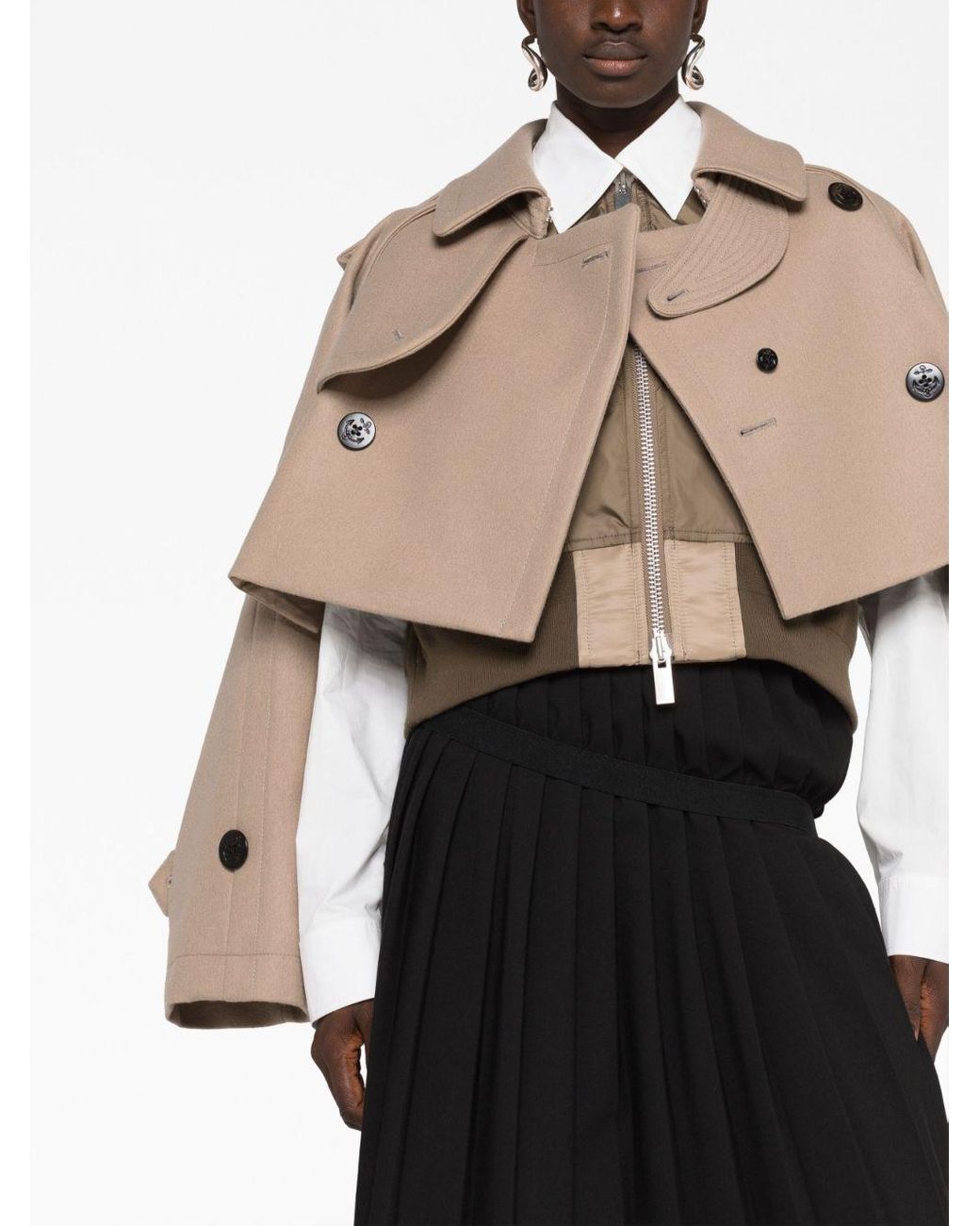 【sacai】Cropped Gabardine Blend Jacket SACAI | Two-Tone Cropped Gabardine Blend Jacket | Women