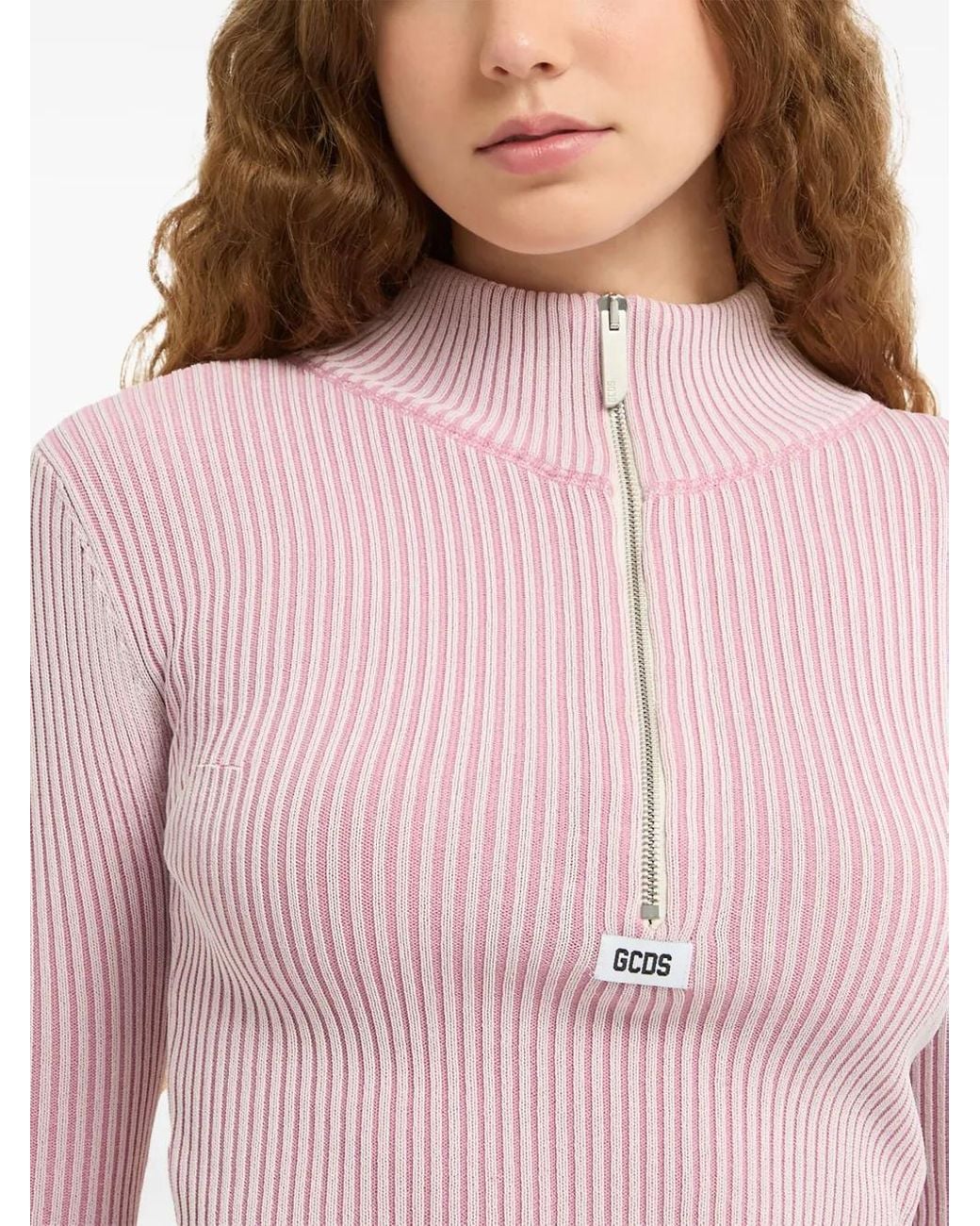 Gcds Pink Ribbed Knit Sweater