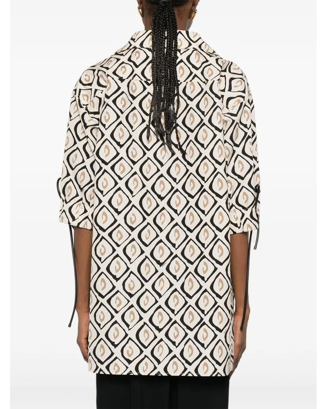 Max Mara White Printed Poplin Oversized Shirt