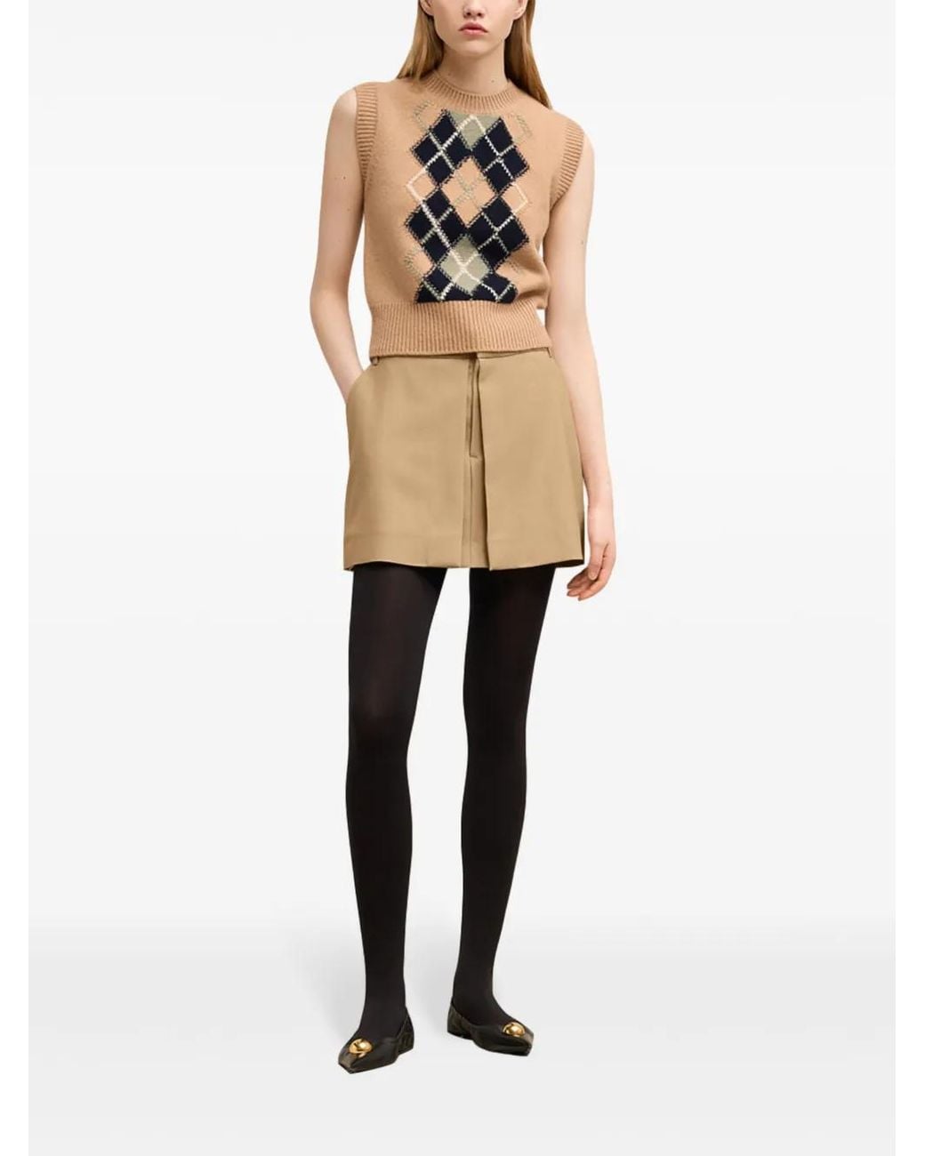 AMI Natural Panelled Mini Skirt