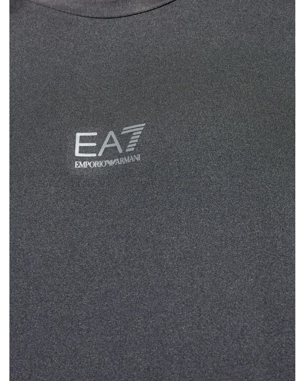 EA7 Black Logo-Print T-Shirt for men