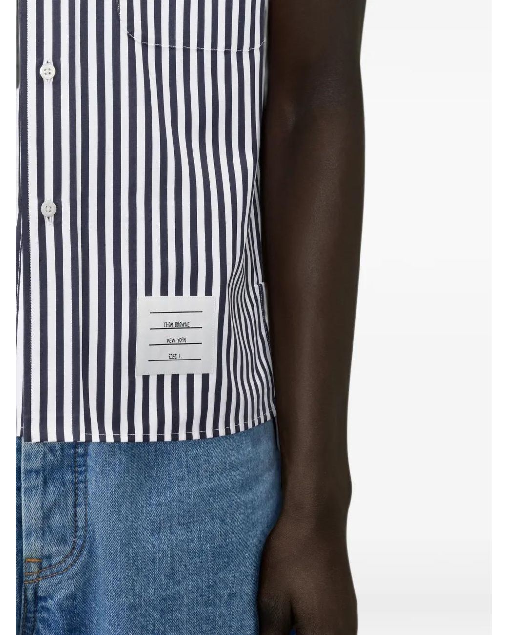 Thom Browne Blue Chemise Rayée À Broderies for men
