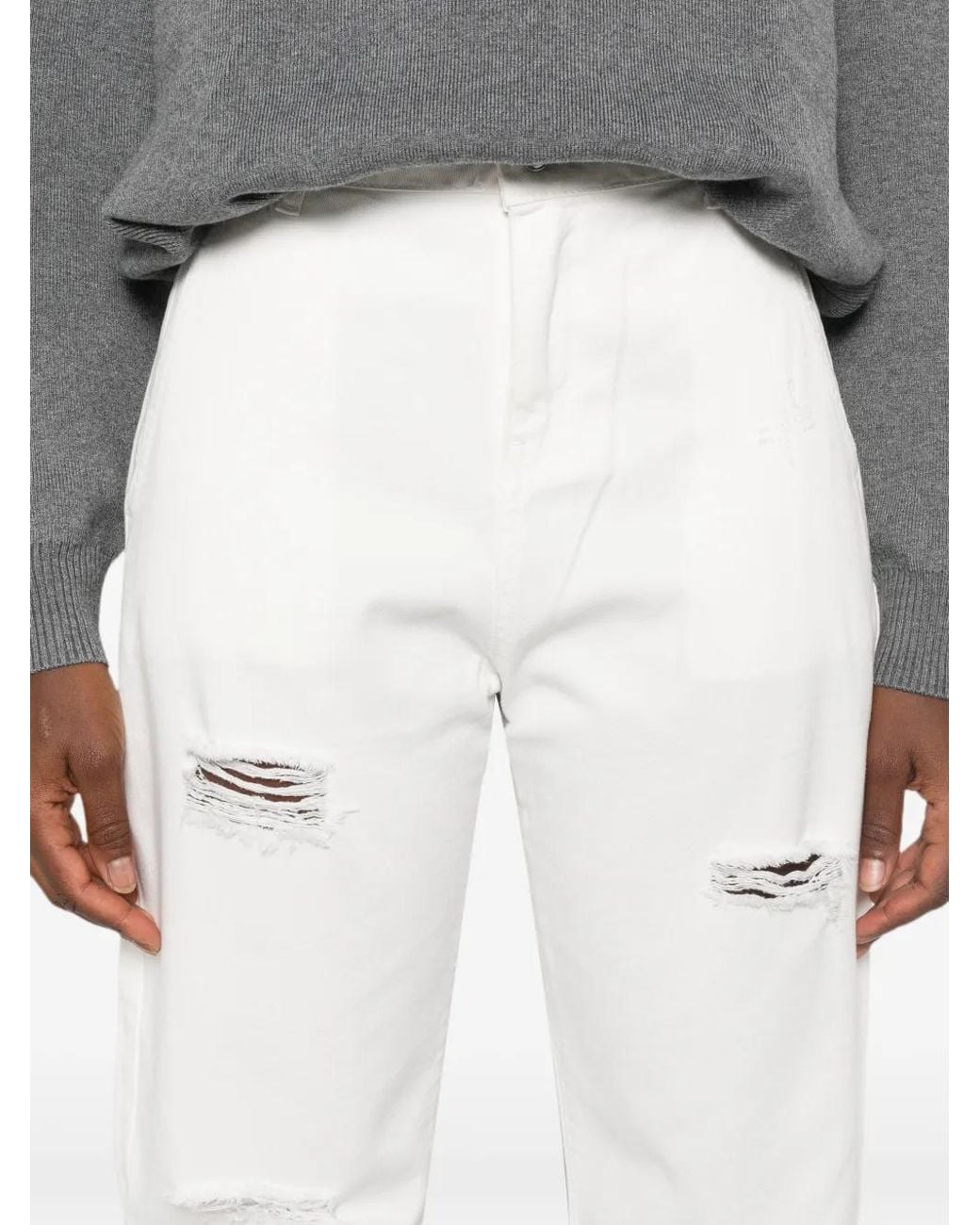Aniye By White Distressed Cropped Jeans