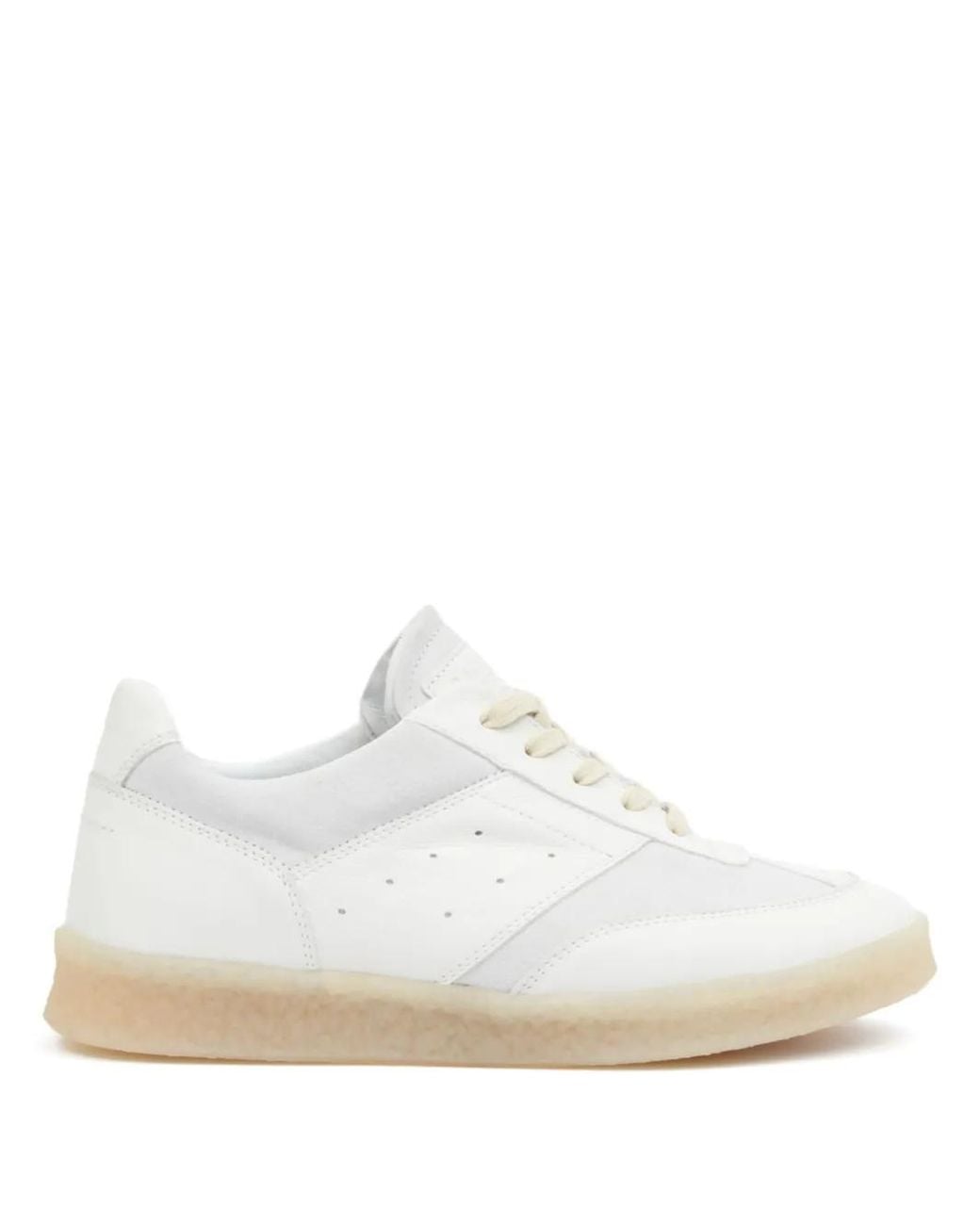 MM6 by Maison Margiela White Classic Sneakers With Branded Detailing