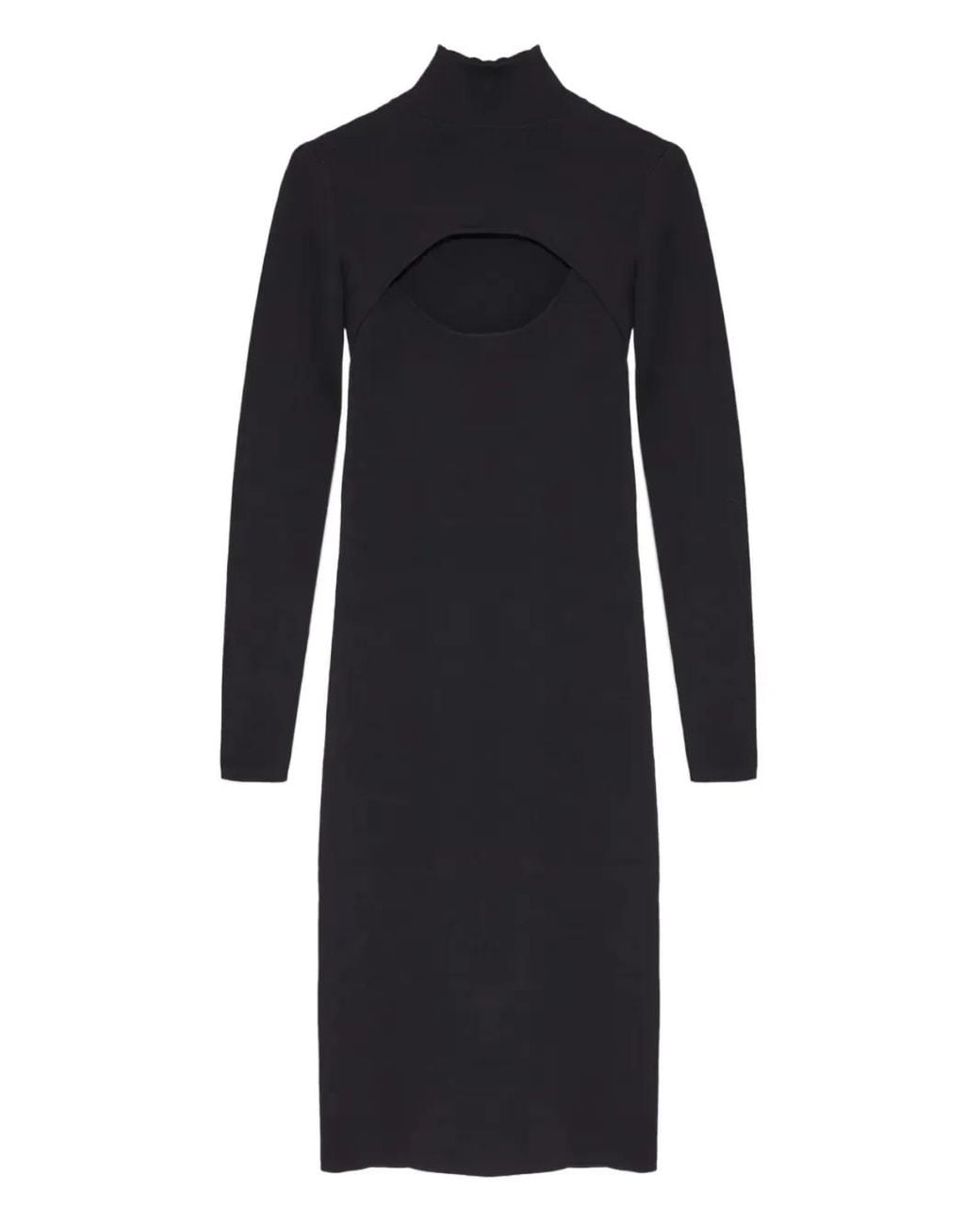 Yves Salomon Blue Cut-Out High-Neck Midi Dress