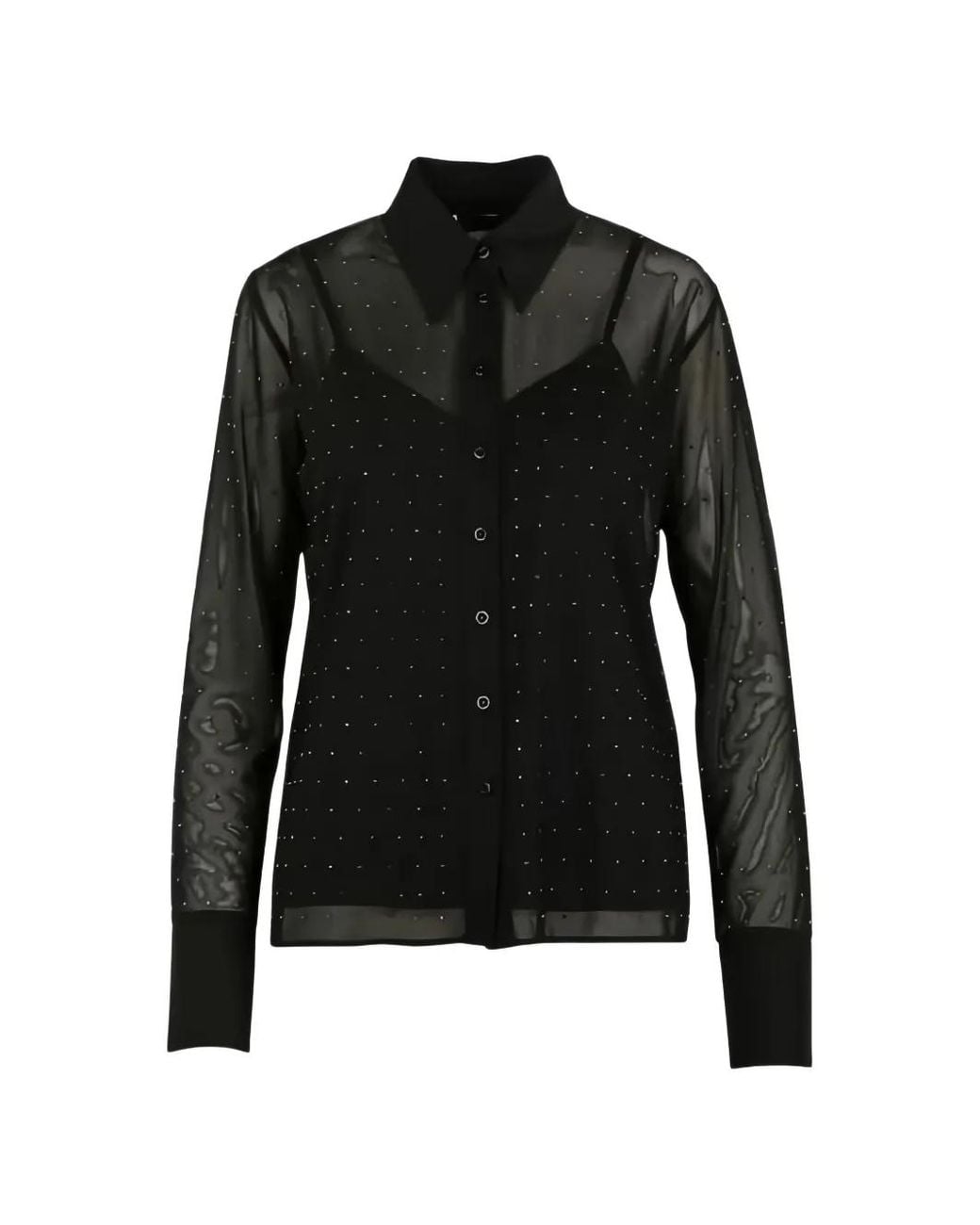 Liu Jo Black Tulle Shirt With Gemstones