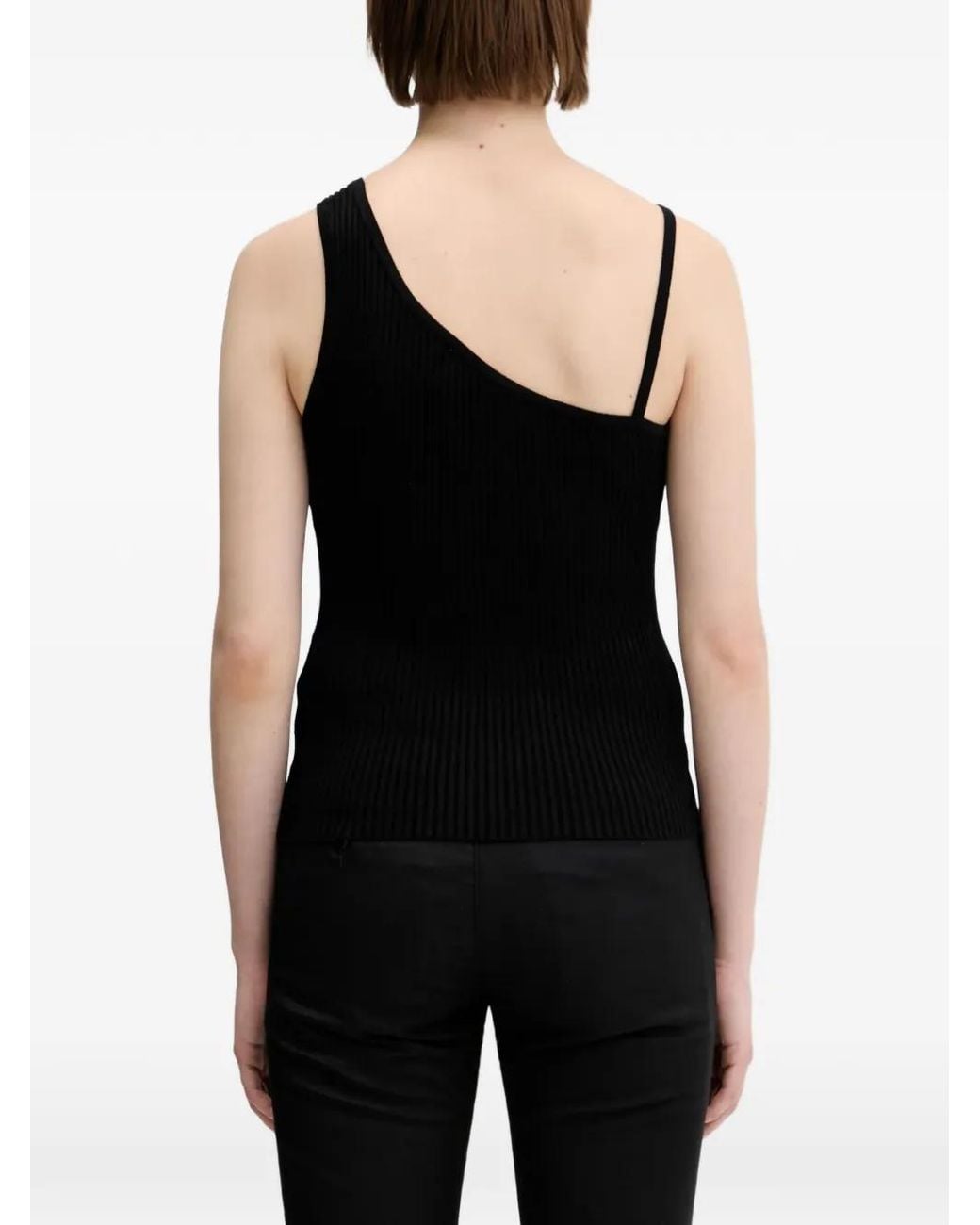 Samsøe & Samsøe Black Sacheryl One-Shoulder Ribbed Top