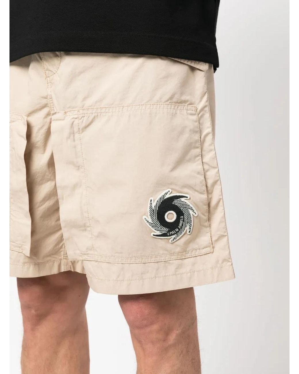 Palm Angels Natural Tornado Cotton Cargo Shorts for men